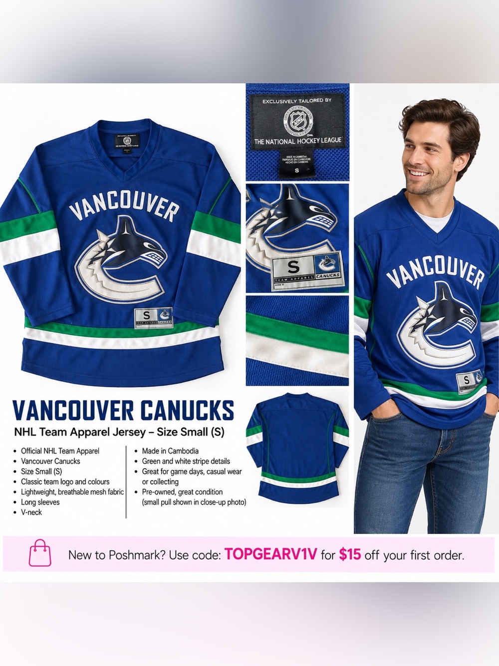 VANCOUVER CANUCKS
NHL Team Apparel Jersey - Size Small (S)